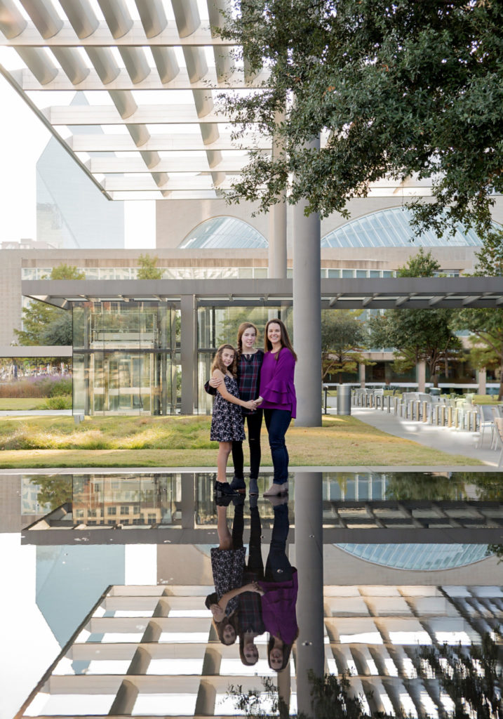 dallas ATT performing arts center reflection portrait downtown dallas family photography session