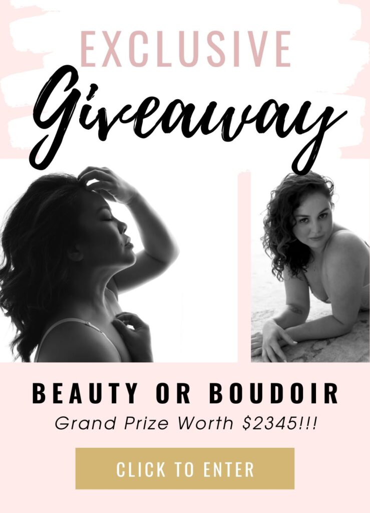 Beauty or Boudoir Photography Giveaway infographic for pinterest by Dallas Photography Laura Levitan of Mod L Photography
