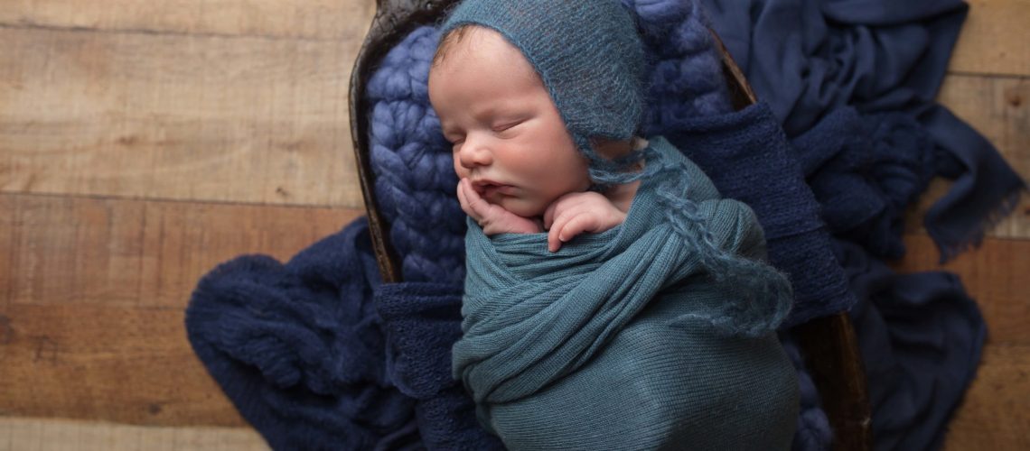 Baby Boy Newborn Portrait Jewel tone blues Dallas